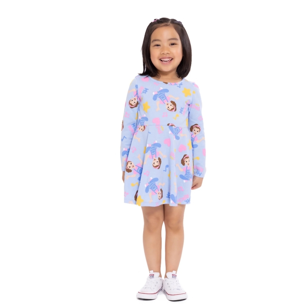Ms. Rachel Toddler Girls Print Dress with Long Sleeves Sz: 4T